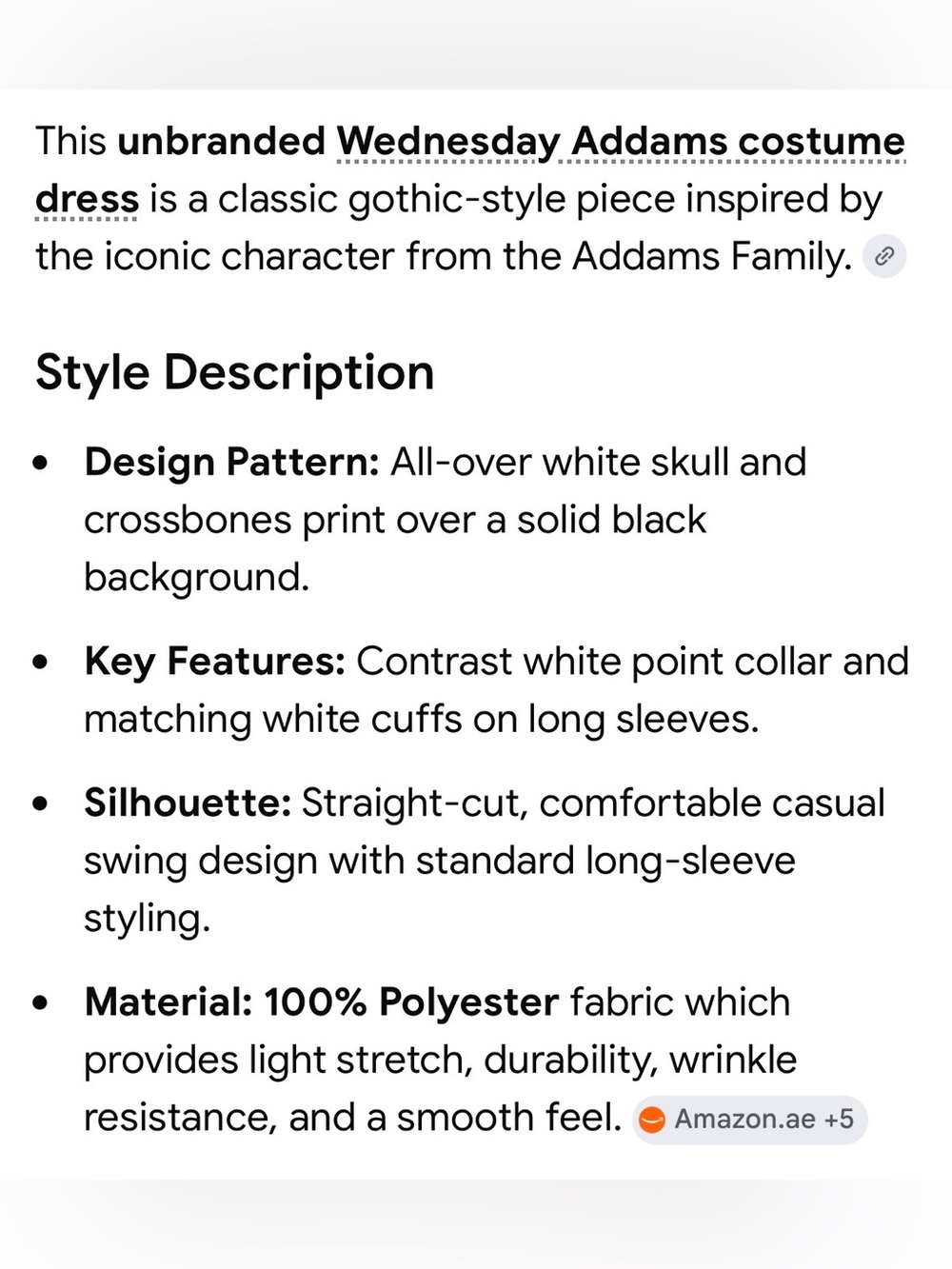 2 for $30 | Halloween Costume | Wednesday Addams Skull-Print Long-Sleeve Dress - Picture 4 of 16